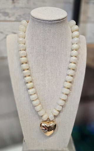 Kenze Penne, Inc. Jewelry - Necklaces Ivory Beaded Necklace w/ Gold Heart Charm