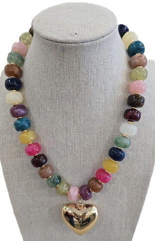 Kenze Penne, Inc. Jewelry - Necklaces Multi Color Beaded Necklace w/ Gold Heart Charm