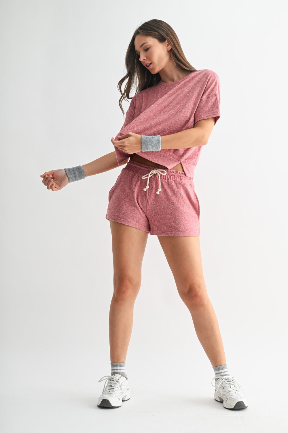 Brushed Hacci Lounge Shorts Garnet Red