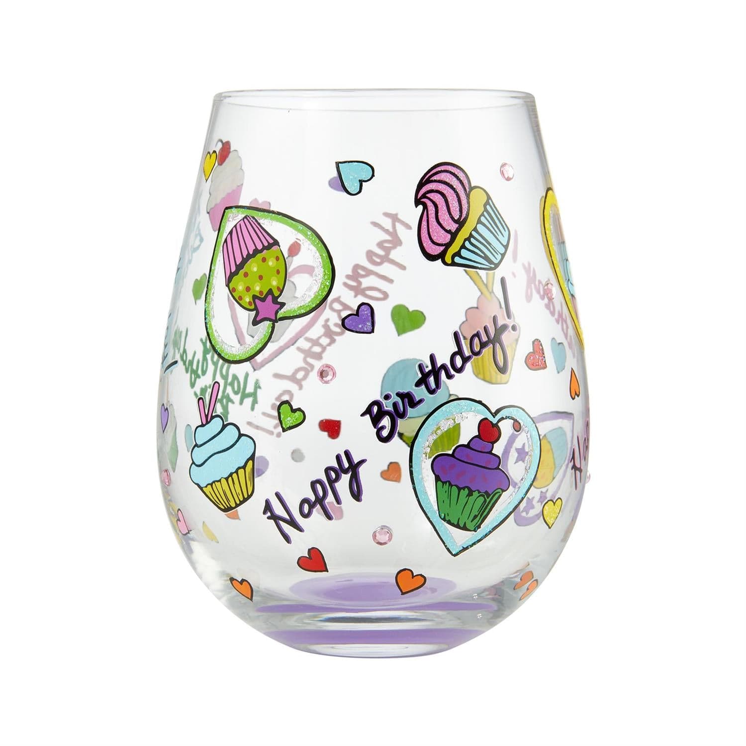 Lolita Glasses Home - Drinkware Lolita Stemless Wine Glass Birthday Cupcakes