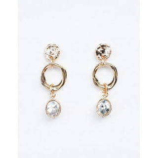 Meghan Browne Style Jewelry - Earrings Rory Gold Dangle Earrings w/Clear Stone
