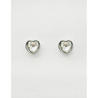 Meghan Browne Style Jewelry - Earrings Silver Heart Clear Stone Stud Earrings Silver or Gold