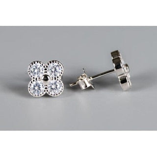 Meghan Browne Style Jewelry - Earrings Silver Tami Flower Rhinestone Stud Earrings in Silver or Gold