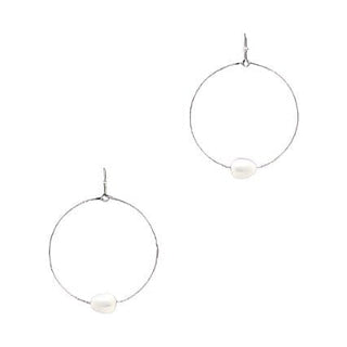 Meghan Browne Style Jewelry - Earrings Silver Wyatt Hoop Earrings w/Pearl Accent Gold or Silver