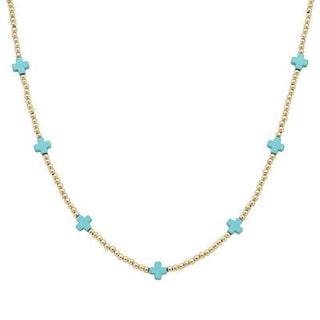 Meghan Browne Style Jewelry - Necklaces Dame Turquoise Cross Necklace