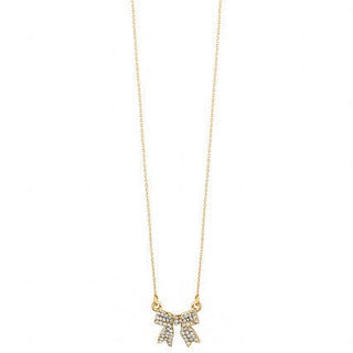 Meghan Browne Style Jewelry - Necklaces Gold Bow Crystal Necklace Gold or Silver