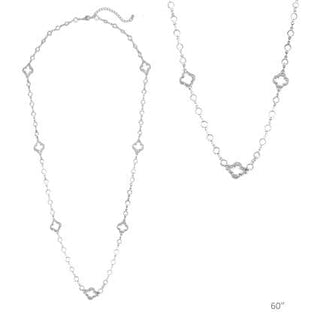 Meghan Browne Style Jewelry - Necklaces Silver Fred Clover Long Necklace Gold or Silver