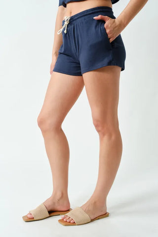 Mono b Loungewear- Sleepwear - Bottoms Brushed Hacci Lounge Shorts Navy