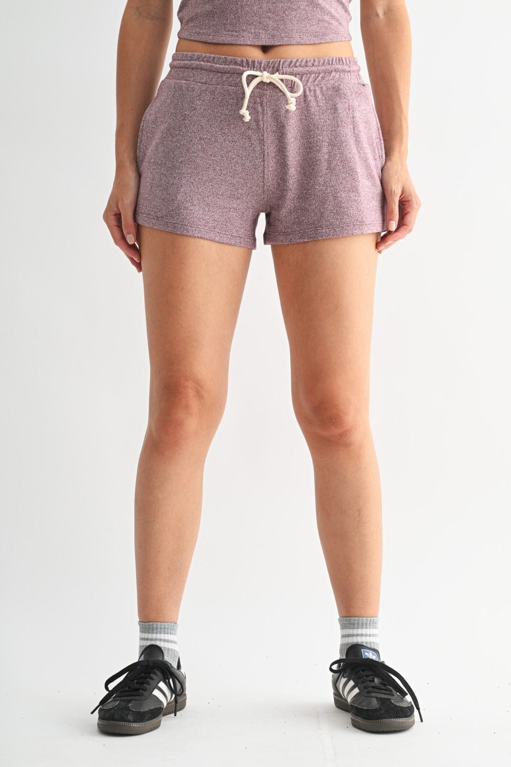 Mono b Loungewear- Sleepwear - Bottoms Sm Brushed Hacci Lounge Shorts Dark Plum