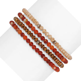My Fun Colors Jewelry - Bracelets Carnelian Mini Gemstone & Crystal Bracelet Set
