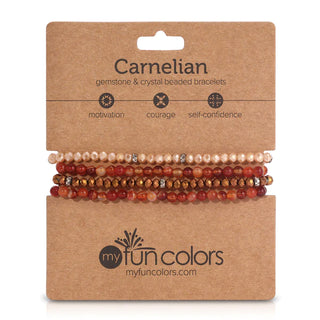 My Fun Colors Jewelry - Bracelets Carnelian Mini Gemstone & Crystal Bracelet Set