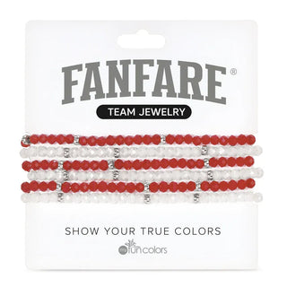 My Fun Colors Jewelry - Bracelets Fanfare Stretch Bracelet Crimson/White
