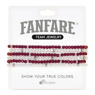 My Fun Colors Jewelry - Bracelets Fanfare Stretch Bracelet Maroon/White