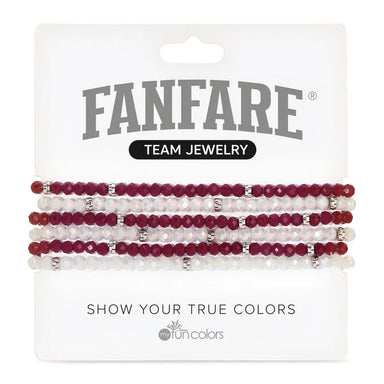 My Fun Colors Jewelry - Bracelets Fanfare Stretch Bracelet Maroon/White