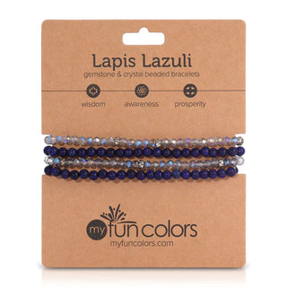 My Fun Colors Jewelry - Bracelets Lapis Lazuli Mini Gemstone & Crystal Bracelet Set