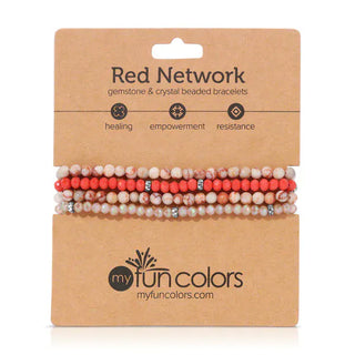 My Fun Colors Jewelry - Bracelets Red Network Mini Gemstone & Crystal Bracelet Set
