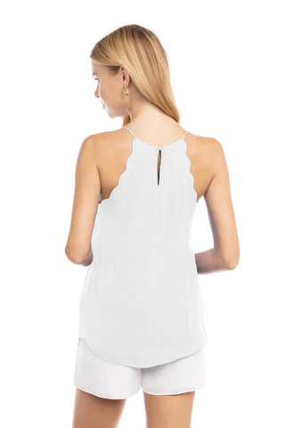 Naked Zebra Tops - Camisole Scallop Tank Top Off White