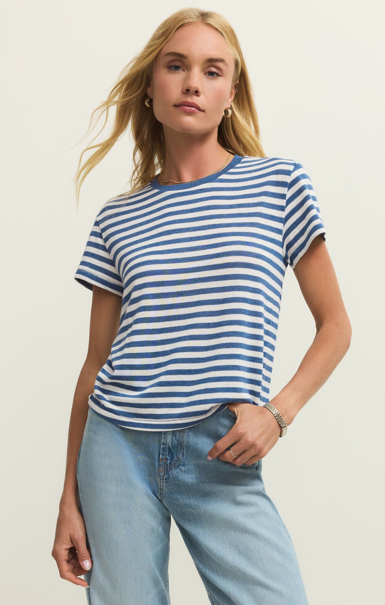 Tourist Striped Tee Calypso Blue Indigo