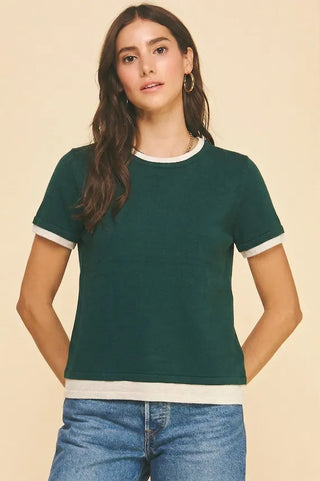 Pinch Tops - Sweaters Sm Double Layered knit Top Hunter Green