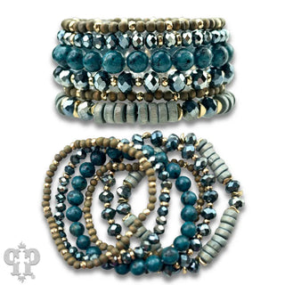 Pink Panache Jewelry - Bracelets Artsy Stone and Clay Bead Bracelet Set