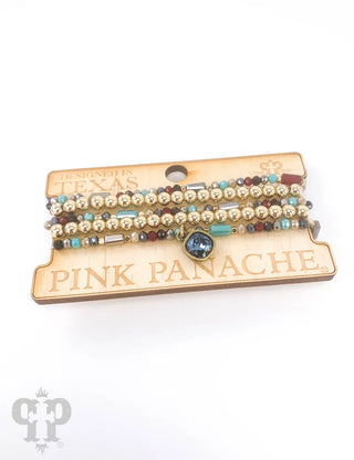Pink Panache Jewelry - Bracelets Austrian Crystal and Gold Bead Bracelet Stack