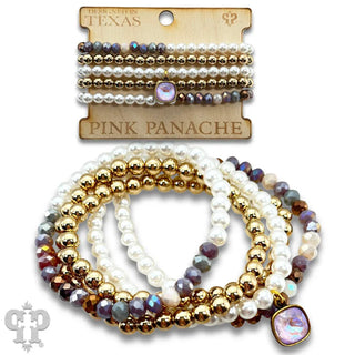 Pink Panache Jewelry - Bracelets Mixed Bead Bracelet Set w/Austrian Crystal