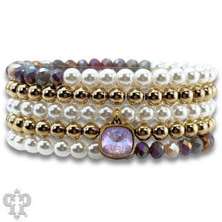 Pink Panache Jewelry - Bracelets Mixed Bead Bracelet Set w/Austrian Crystal