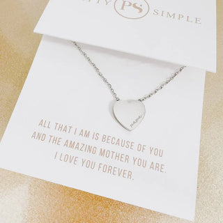 Pretty Simple Jewelry - Necklaces Silver Sweet Heart Gift Necklace Mama Gold or Silver