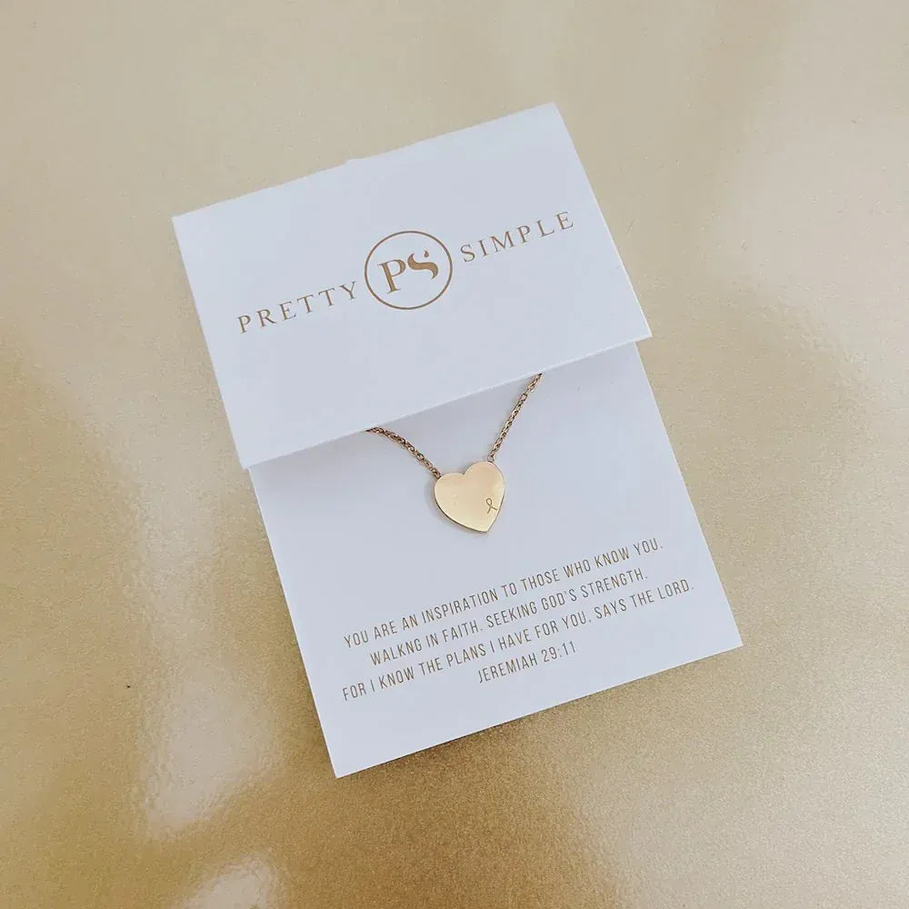 Pretty Simple Jewelry - Necklaces Sweet Heart Gift Necklace Cancer Ribbon