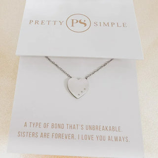 Pretty Simple Jewelry - Necklaces Sweet Heart Gift Necklace Sister Gold or Silver
