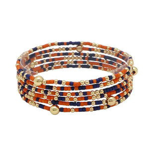 Queens Designs Jewelry - Bracelets Set of 6 Gameday Stretch Bracelets Orange/Navy