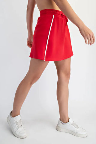 Rae Mode Bottoms - Skirts Soft Skort w/Piping Detail Red