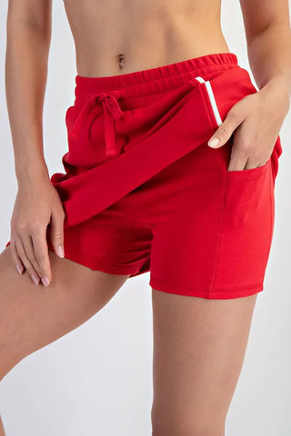 Rae Mode Bottoms - Skirts Soft Skort w/Piping Detail Red