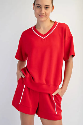 Rae Mode Bottoms - Skirts Soft Skort w/Piping Detail Red