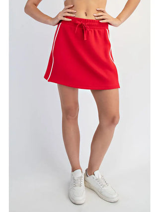 Rae Mode Tops - Sweatshirt Soft V-Neck Short Sleeve Top w/Piping Detail