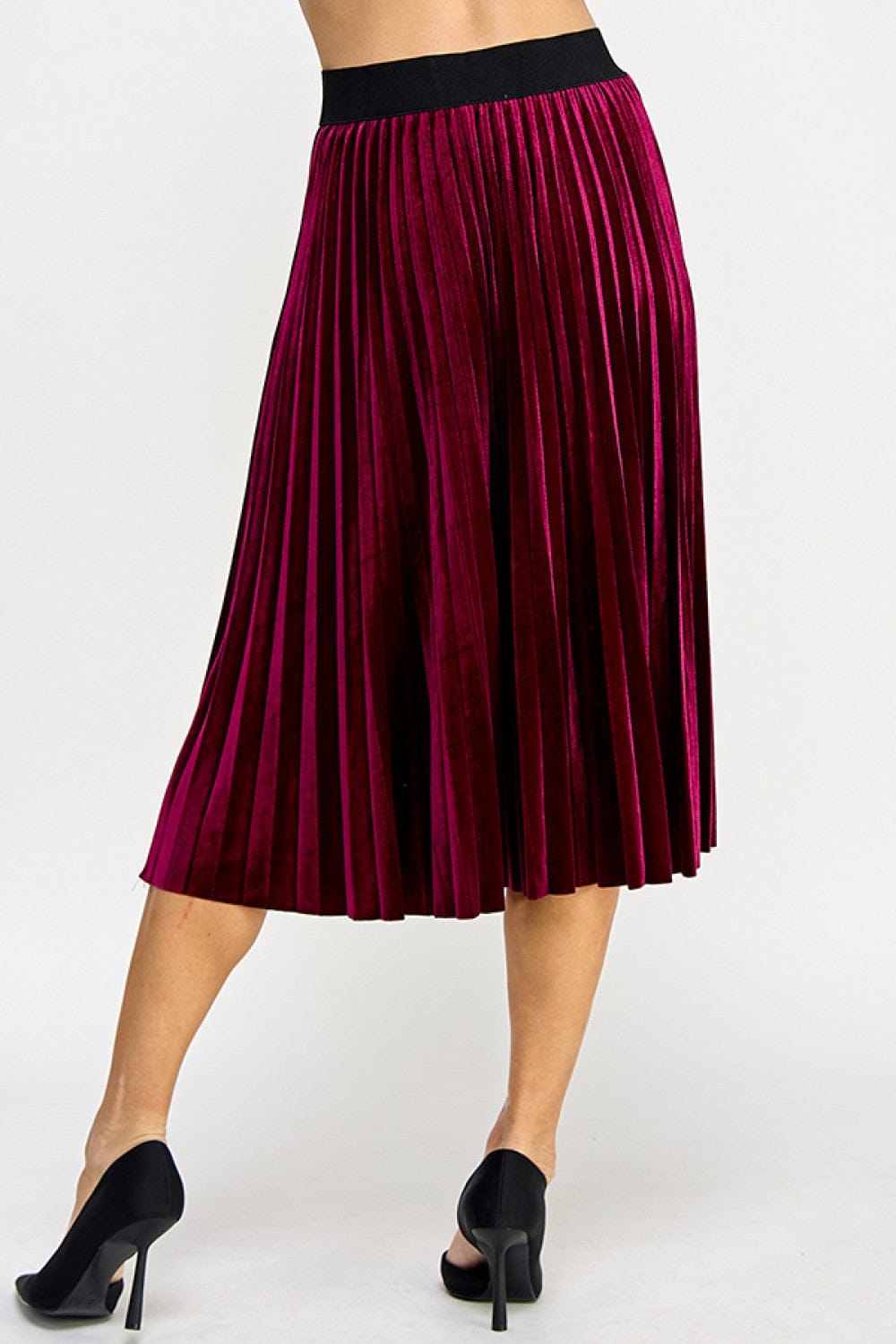 See And Be Seen Bottoms - Skirts Final Sale Velvet Pleats Skirt Burgundy