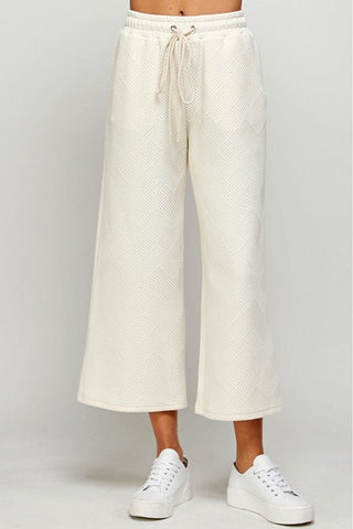 See And Be Seen bottoms - Sweatpants Sm Textured Cropped Wide Leg Pant Cream
