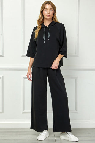 See And Be Seen Loungewear- Sleepwear - Tops Very Soft Hooded Top w/Satin Tie Detail