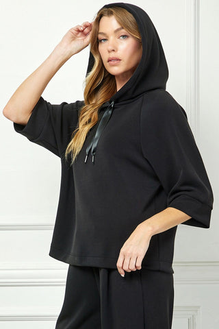 See And Be Seen Loungewear- Sleepwear - Tops Very Soft Hooded Top w/Satin Tie Detail