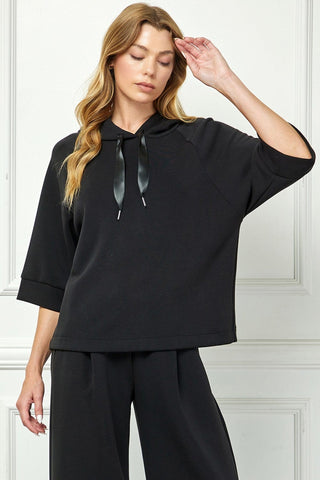 See And Be Seen Loungewear- Sleepwear - Tops Very Soft Hooded Top w/Satin Tie Detail