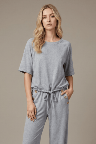 See And Be Seen Tops - Blouse Sm Soft Knit Drawstring Hem Raglan Sleeve Top Relaxed