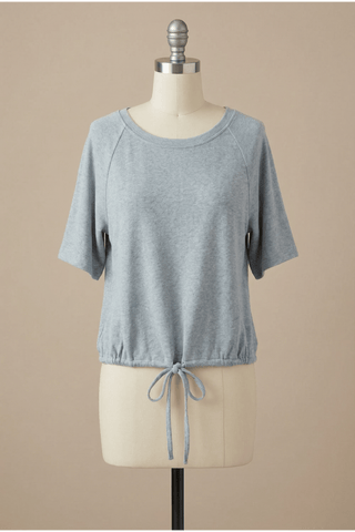 See And Be Seen Tops - Blouse Soft Knit Drawstring Hem Raglan Sleeve Top Relaxed
