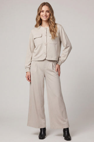 She + Sky Bottoms - Pants Front Pleated Knit Pants Stone