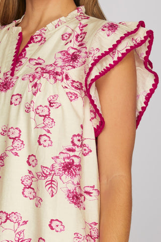 She + Sky Dresses Ruffle Picot Stitch Sleeve Dress w/Pockets