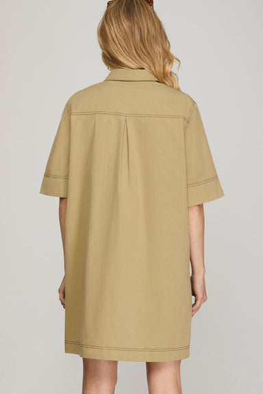 She + Sky Dresses Sale Half Sleeve Contrast Stitch Dress