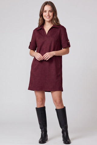 She + Sky Dresses Short Sleeve Faux Suede Mini Dress