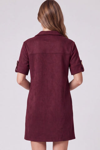 She + Sky Dresses Short Sleeve Faux Suede Mini Dress