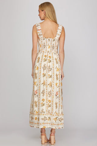 She + Sky Dresses Sleeveless Print Smocked Maxi Dress