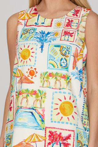 She + Sky Dresses Sleeveless Woven Print A-line Dress w/Pockets