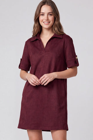 She + Sky Dresses Sm Short Sleeve Faux Suede Mini Dress